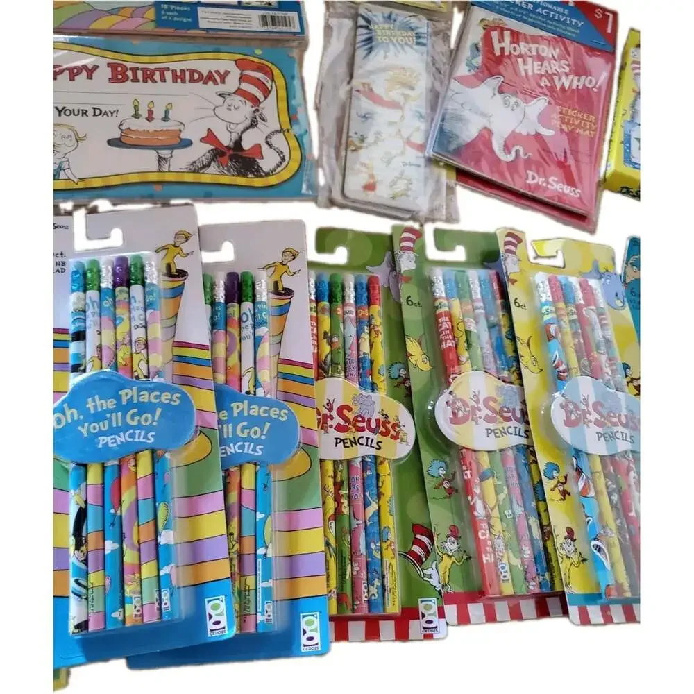 Lot Dr. Seuss Classroom School Teacher Pencils Bookmarks Sticky Notes & More